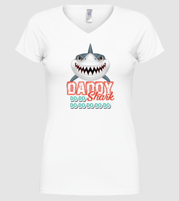Daddy shark model alb pe tricou