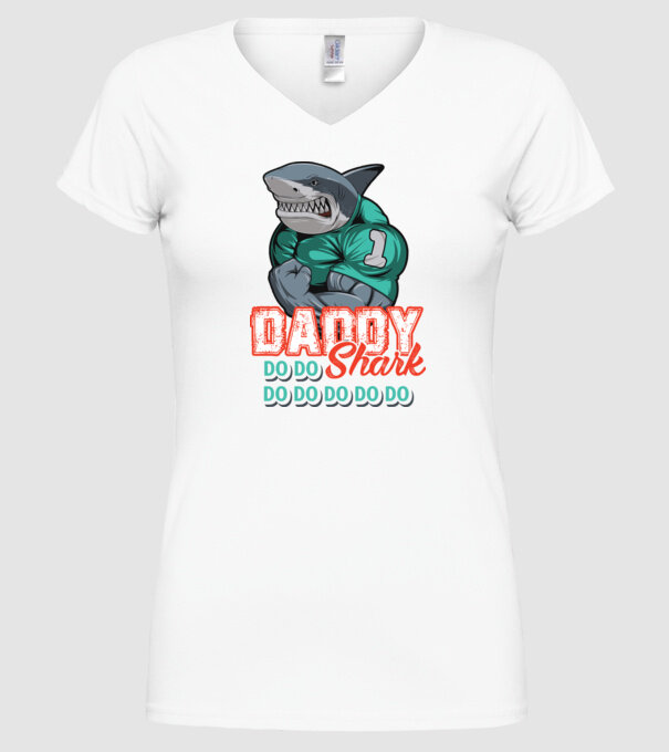 Daddy Shark do do do do model alb pe tricou
