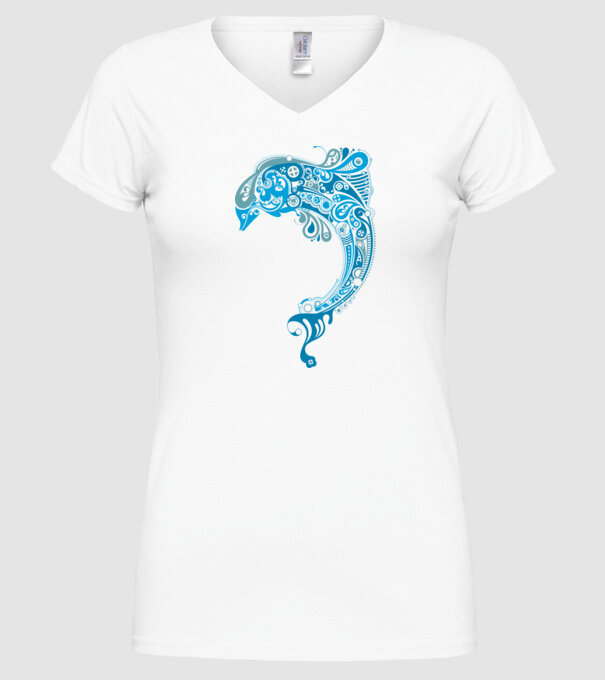 delfin model alb pe tricou