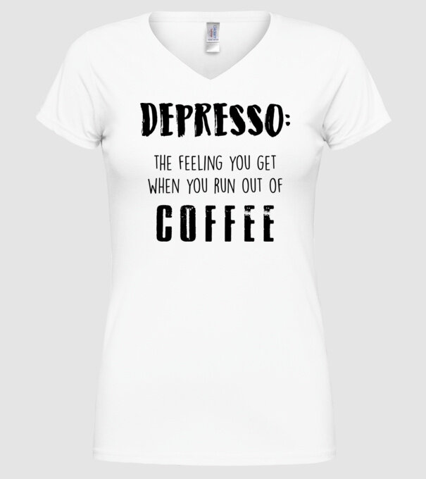Depresso model alb pe tricou