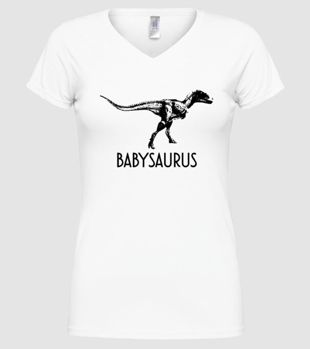 Familia de dinozauri Babysaurus model alb pe tricou