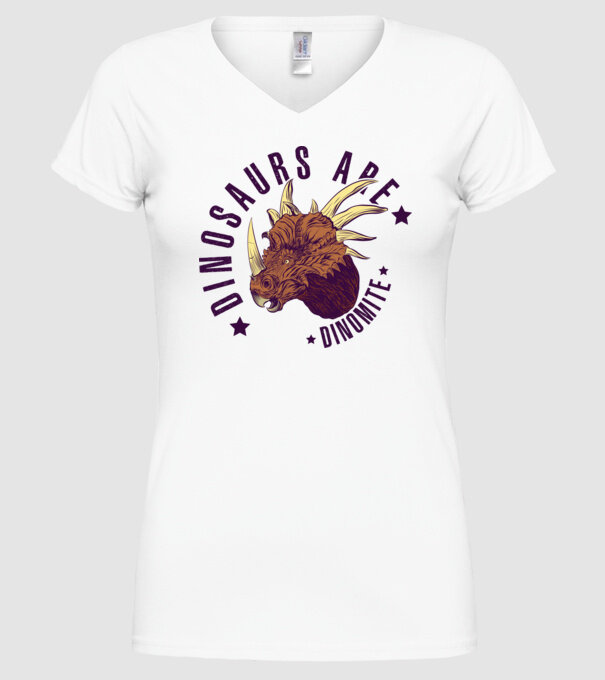 Dinomite model alb pe tricou