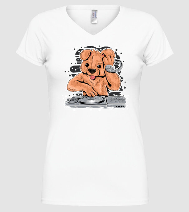 Urs Dj model alb pe tricou