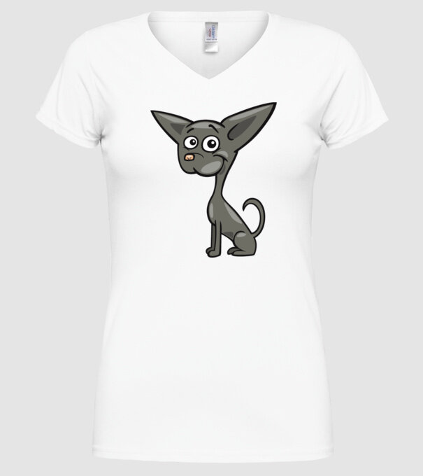 Dog silhouette model alb pe tricou