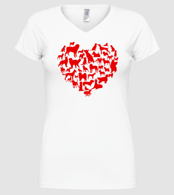 Doggy heart model alb pe tricou