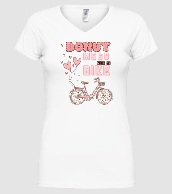 Donut mess with my bike model alb pe tricou