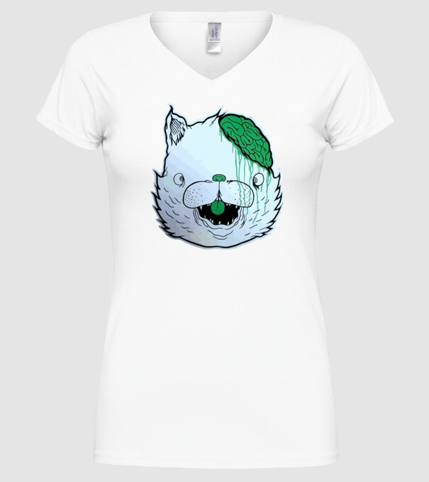 Dropdead! Cat model alb pe tricou