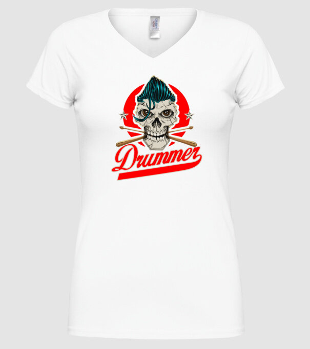 Drummer model alb pe tricou