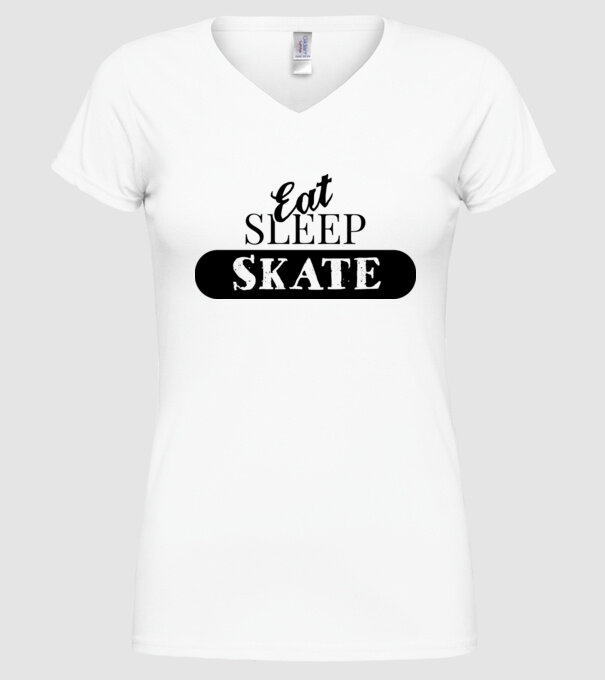 eat sleep skate model alb pe tricou
