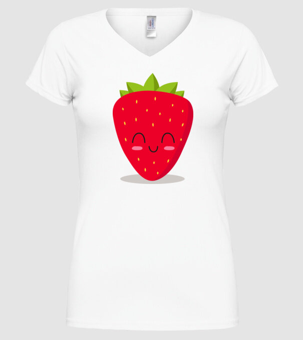 Căpșuni model alb pe tricou
