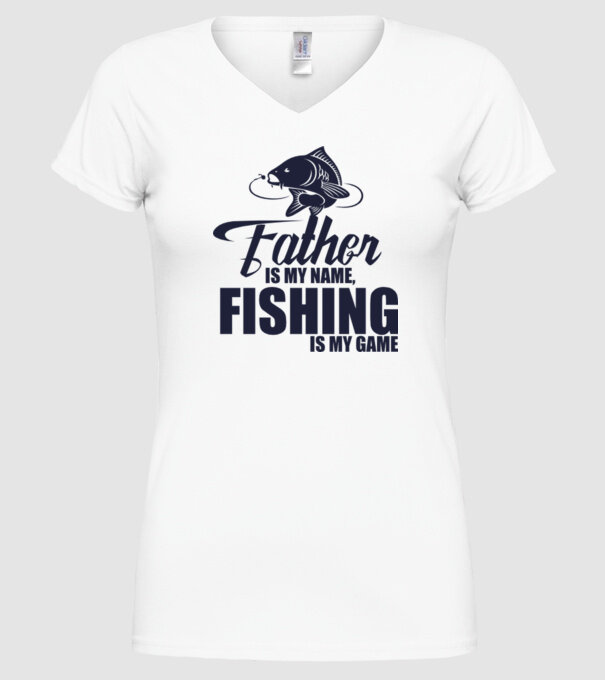 Father is my name, fishing is my game model alb pe tricou