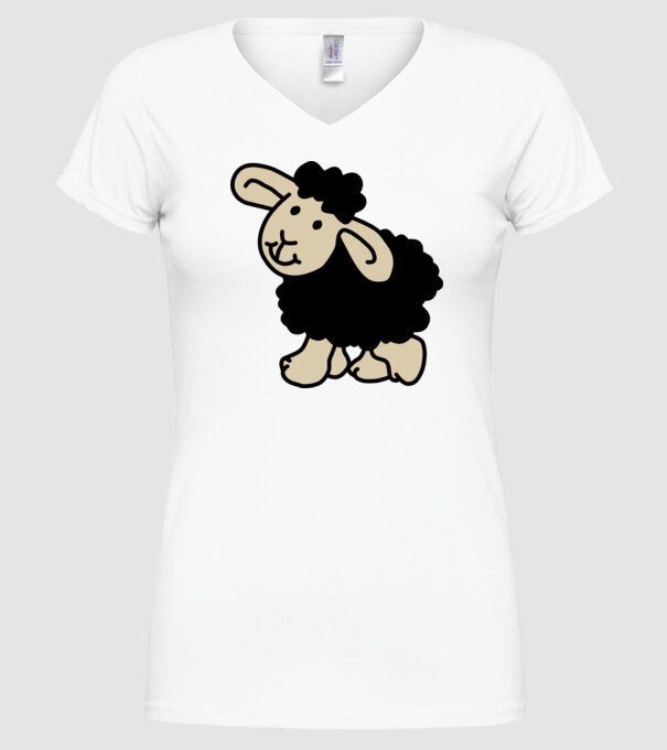 Oaie neagră model alb pe tricou
