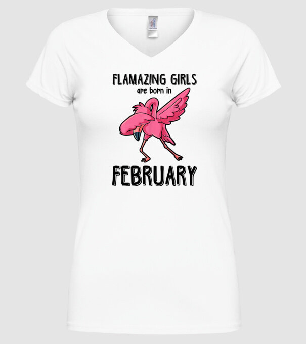 Flamazing girls are born in february black model alb pe tricou