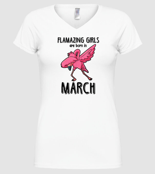 Flamazing girls are born in march black model alb pe tricou