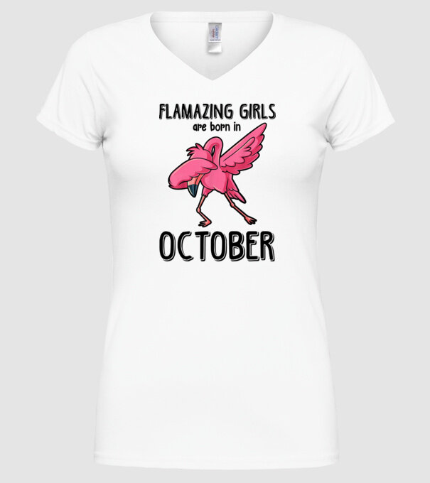 Flamazing girls are born in october black model alb pe tricou