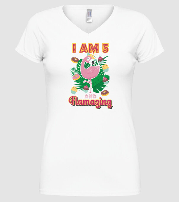 FLAMAZING Birthday 5 Years old model alb pe tricou
