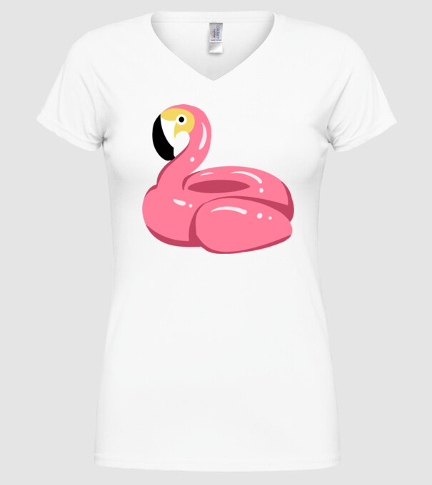 Flamingo colac de înot model alb pe tricou