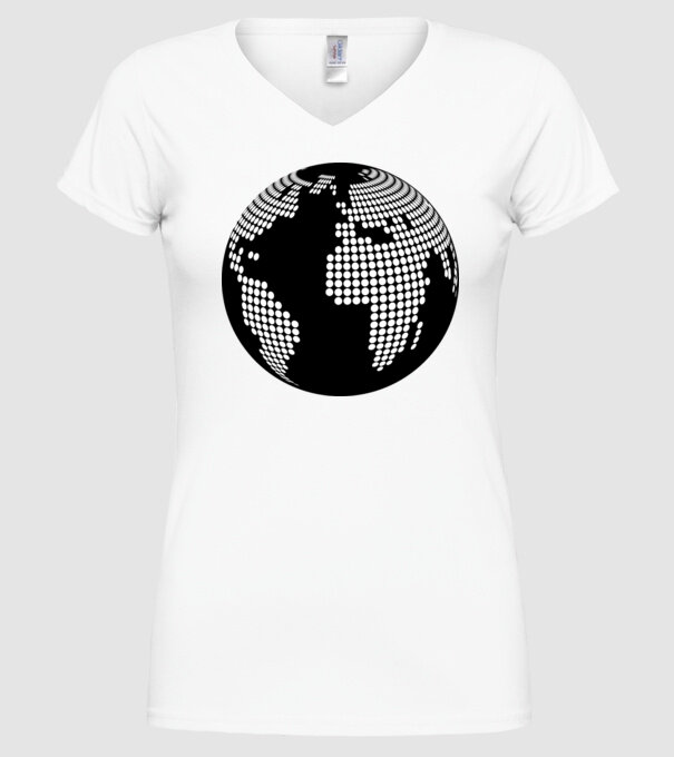Glob pământesc model alb pe tricou