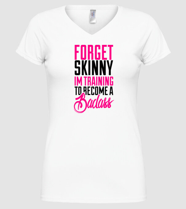 Forget Skinny model alb pe tricou