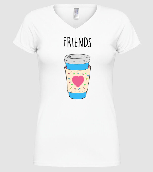 Friends model alb pe tricou