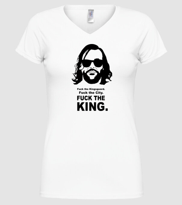 Fuck the king model alb pe tricou