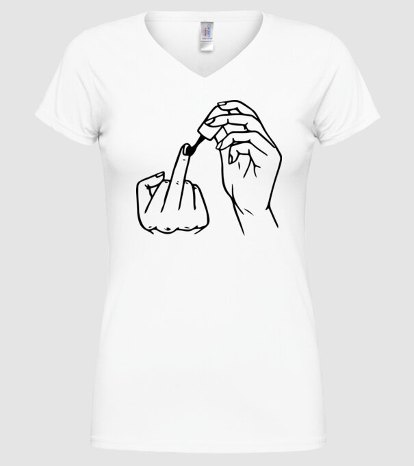 Nail polish Fuck U model alb pe tricou