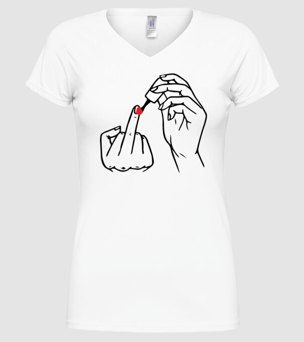 Nail polish Fuck U model alb pe tricou