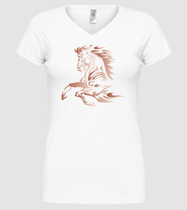 cal alergând model alb pe tricou