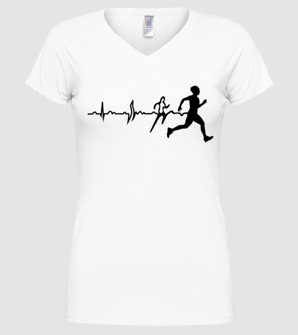 bărbat alergător ecg model alb pe tricou