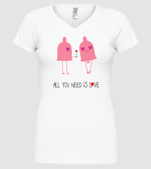 All you need is love model alb pe tricou