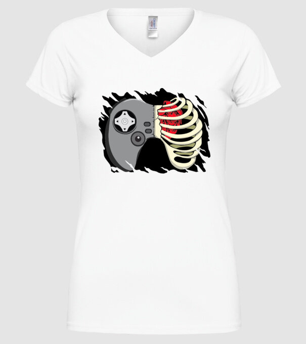 Inimă Gamer model alb pe tricou