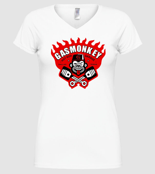 Gas Monkey model alb pe tricou