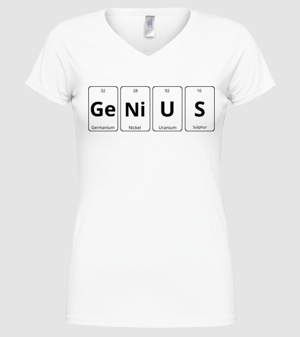 Genius periodic model alb pe tricou