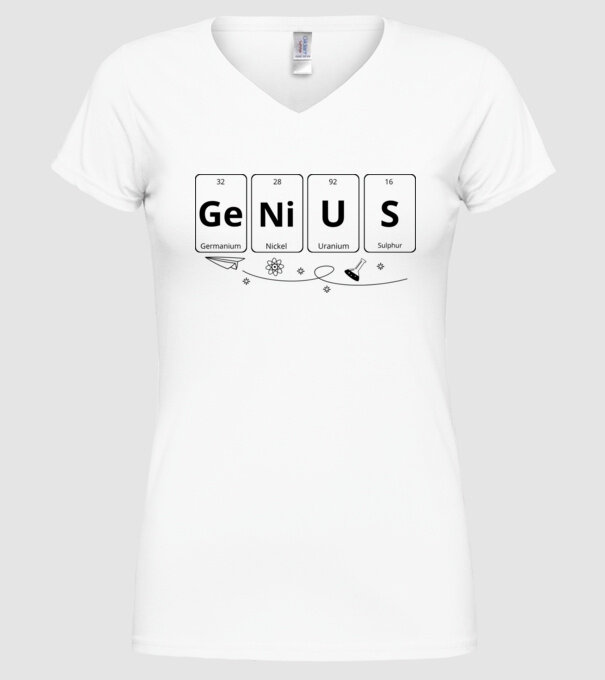 Genius periodic model alb pe tricou