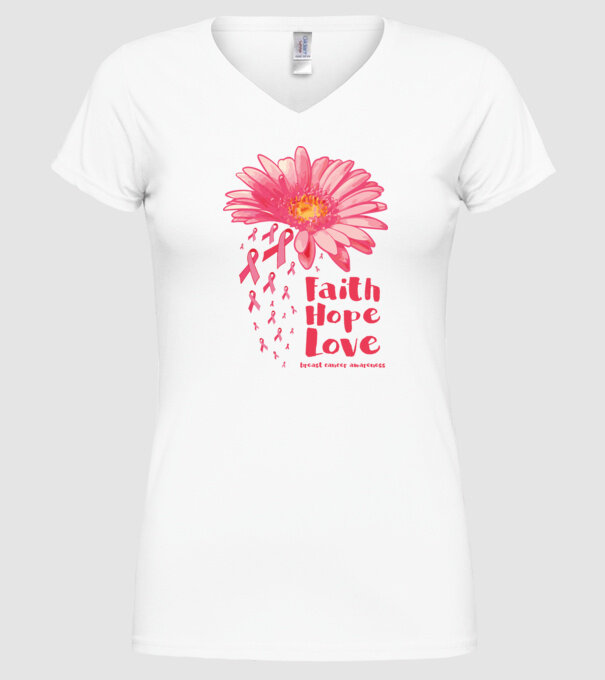 Gerbera faith hope love model alb pe tricou