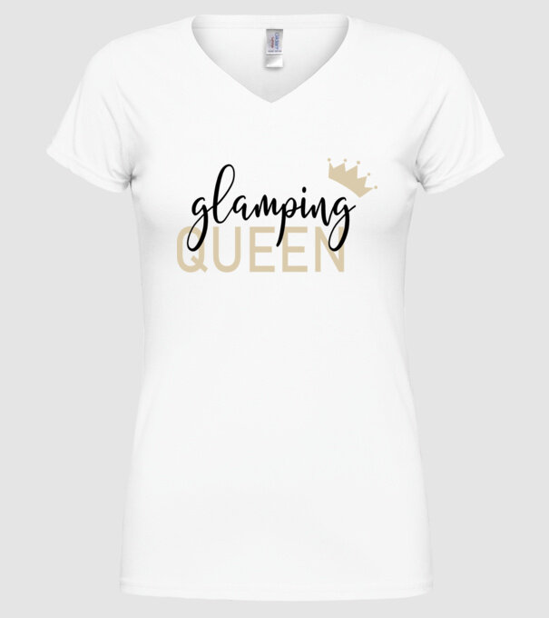 Glamping queen model alb pe tricou