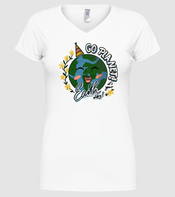 Go planet model alb pe tricou