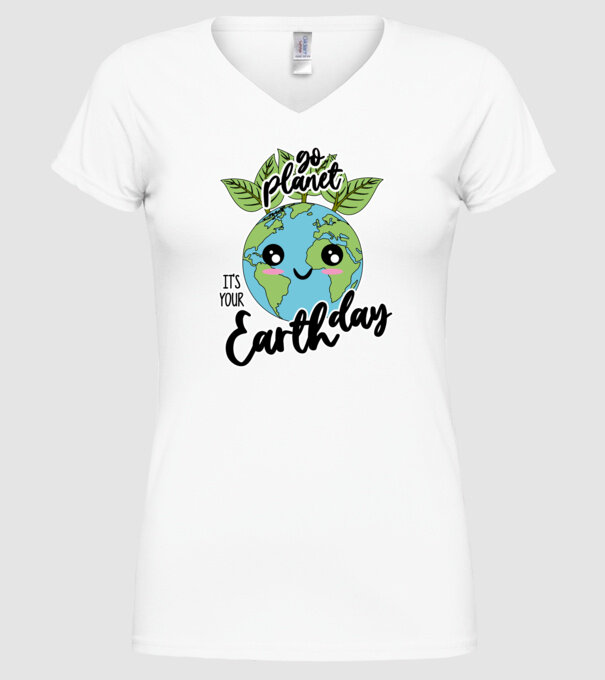 Go planet its your earth day model alb pe tricou