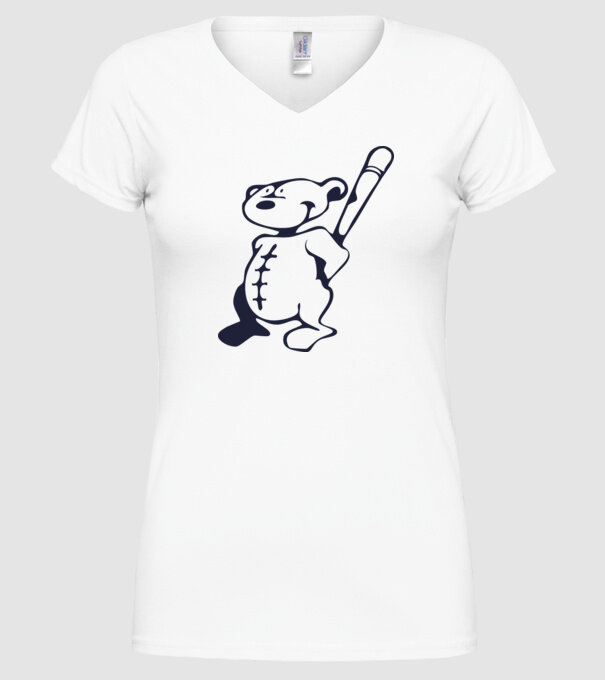 Ursuleț agresiv model alb pe tricou