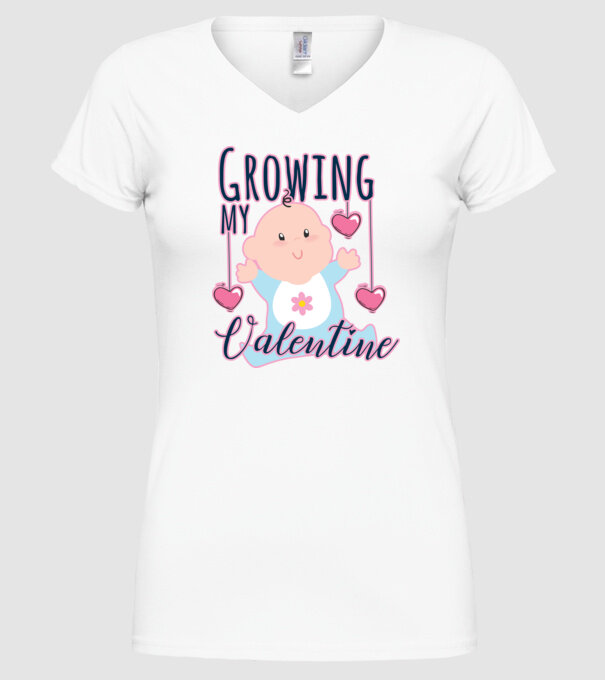 Growing my Valentine model alb pe tricou