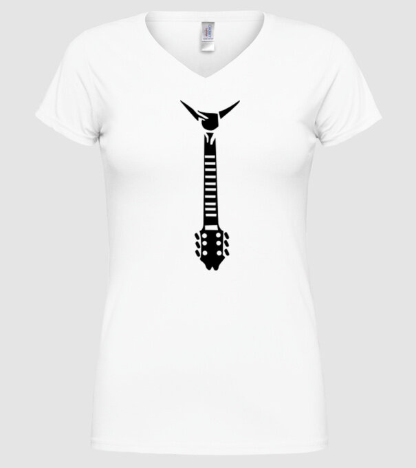 Guitar Tie model alb pe tricou