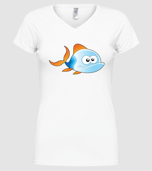 Fish model alb pe tricou