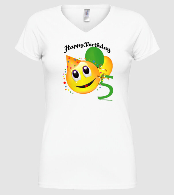 happy birthday 5th model alb pe tricou