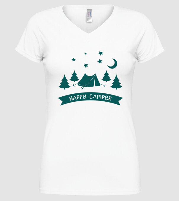 Happy camper tent model alb pe tricou
