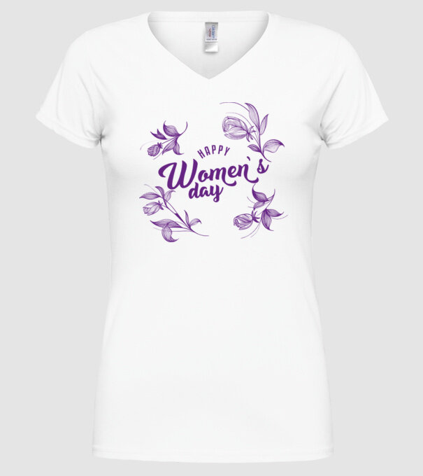 'Happy women''s day' model alb pe tricou