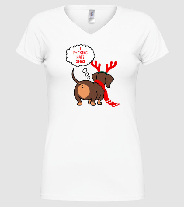 Hate Xmas model alb pe tricou