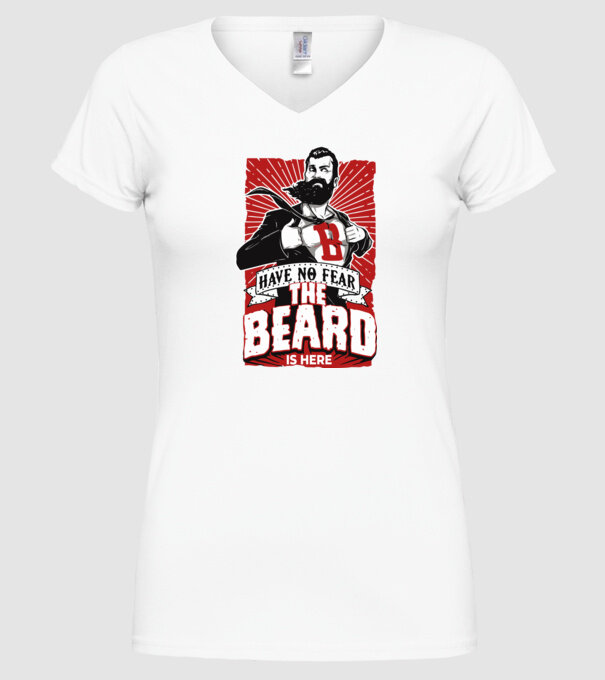 Have no fear the beard is here model alb pe tricou