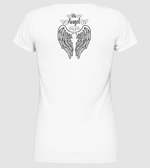 His Angel model alb pe tricou