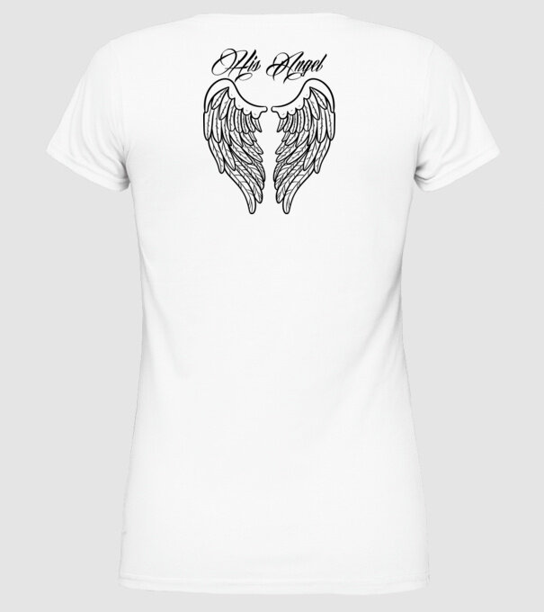 His Angel model alb pe tricou