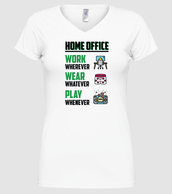 Home office model alb pe tricou